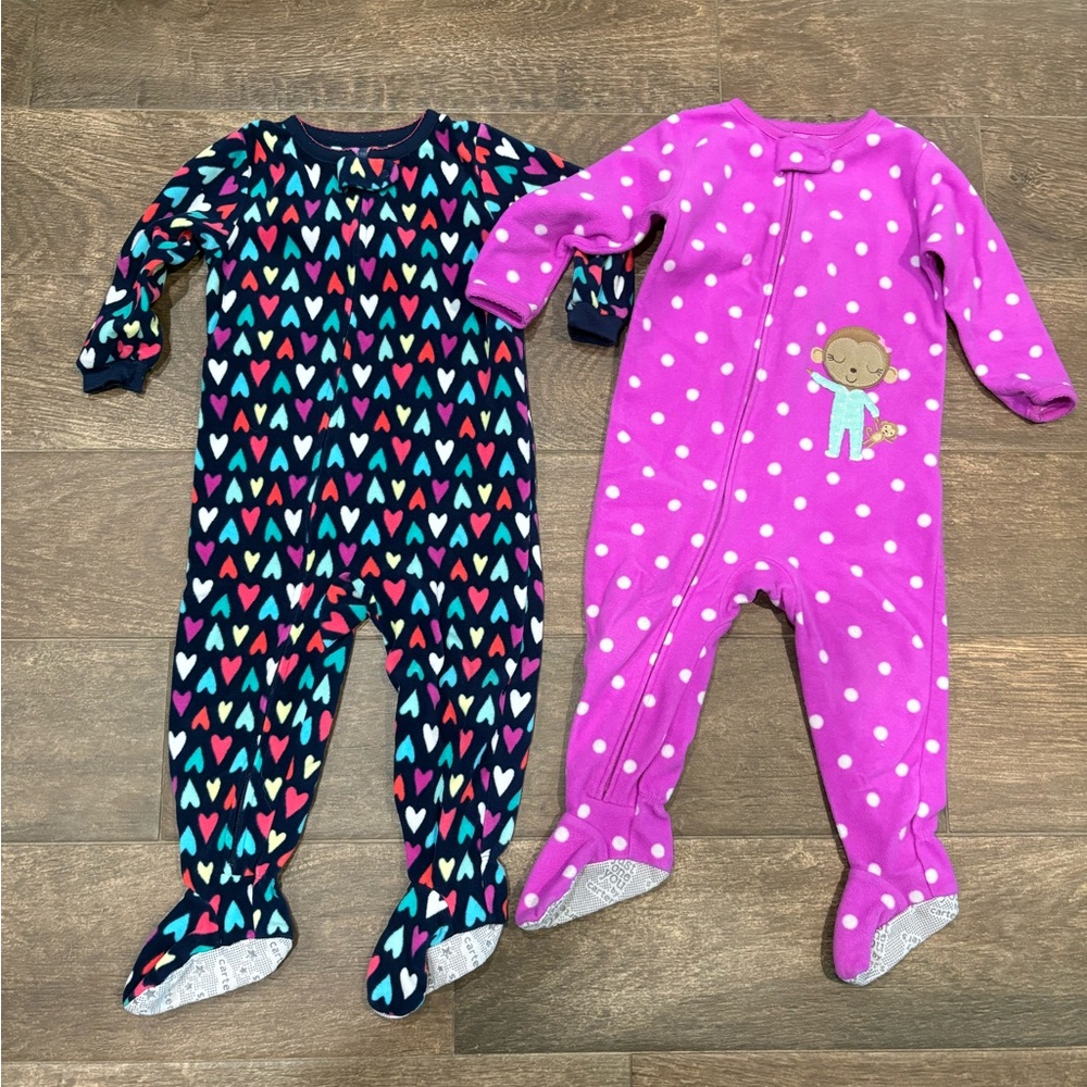 Carter's Multicolor Heart and Purple Polka Dot Footies